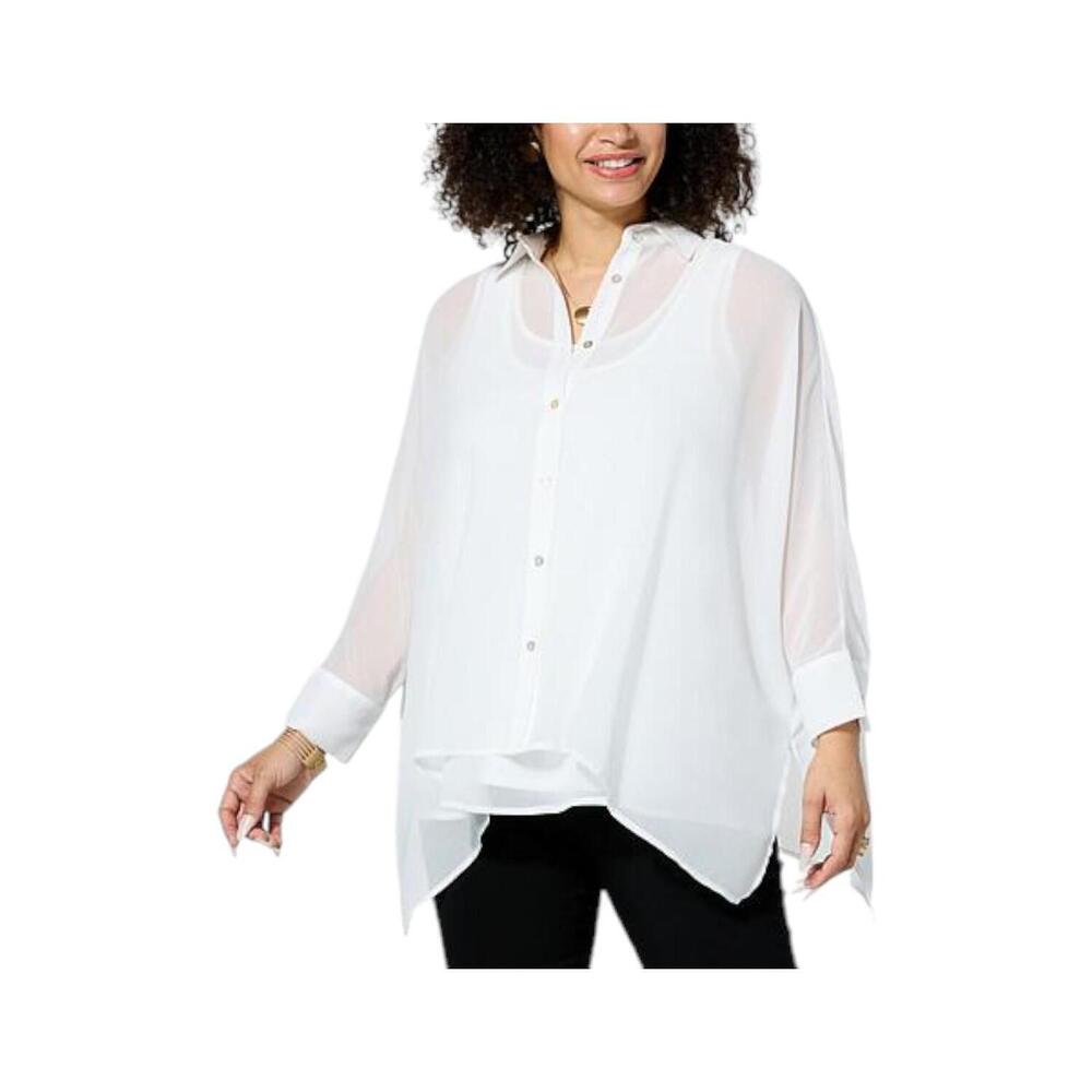 WynneLayers Unstructured Chiffon Shirt Cloud - Regular